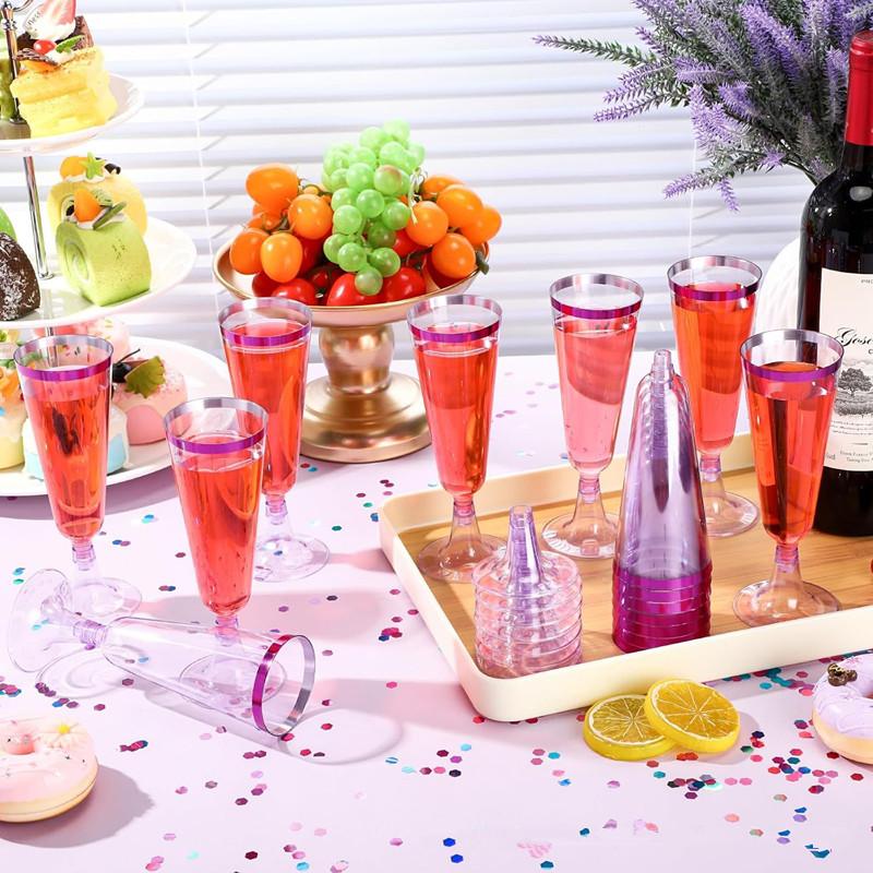 150Ml Plastic Champagne Flutes Cup Clear Recyclable Shatterproof Goblet Cups Disposable Toasting Party Wedding Bar Supplies