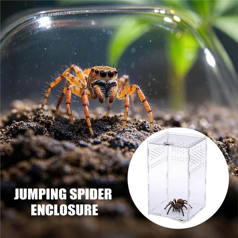 Premium-For Jumping Spider Tortoise Snake Gecko Crab Spider Enclosure Clear Acrylic Reptile Box Habitat прозрачный
