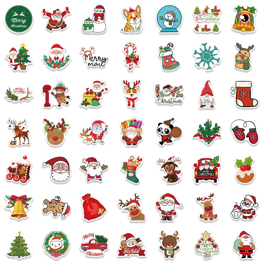 100 New Christmas Graffiti Stickers Decorate Car Window Suitcase Guitar DIY Waterproof Holiday Stickers