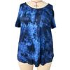 Women's Plus Size Summer Fashion V Tie Pocket Tie Dye Short Sleeved T Shirt