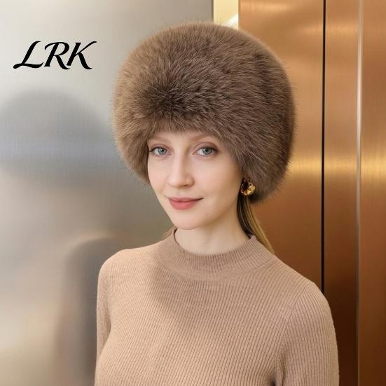 Soft Polyester Hat Women Fuzzy Brimless Hat, Warm Faux Fur Solid Color Elastic Thermal Ushanka Plush Winter Fluffy Bucket for Cold Weather Stylish