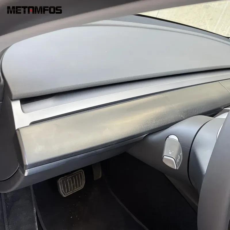For Tesla Model Y 2024 Carbon Fiber Center Console Dashboard Panel Strip Molding Trim Interior Accessories