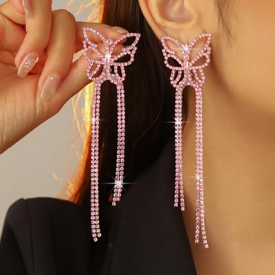 Υψηλής ποιότητας πολυτελή σκουλαρίκια πεταλούδες με λαμπερά κρύσταλλα