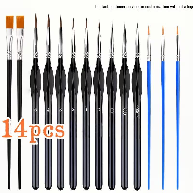 Foreign Trade Nylon Painting Brush Set - 10 Pieces, Red & Blue Handles, Flat Gouache & Oil Brushes