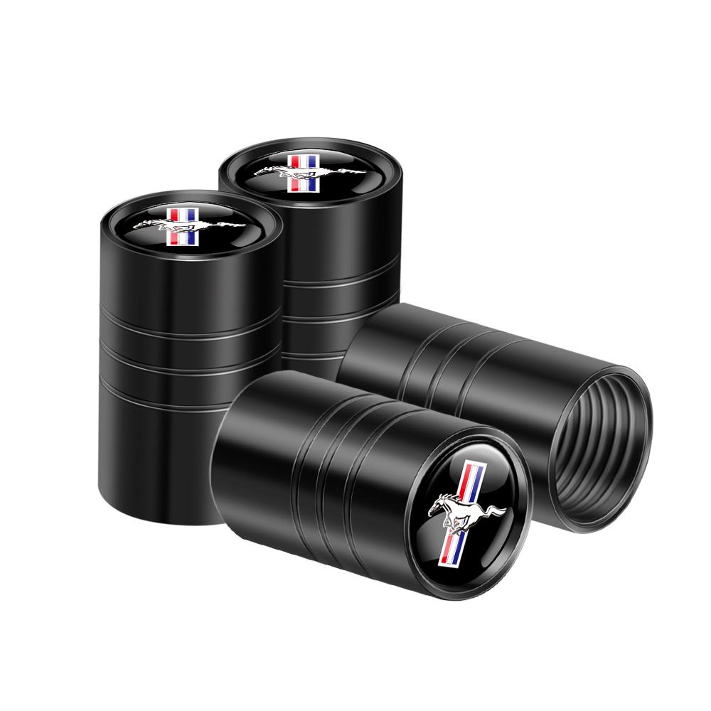 4pcs Car Styling Wheel Tire Valve Air Stem Cap Badge Decoration For Mustang Ranger Focus Kuga Fusion Mondeo Esco Fiesta