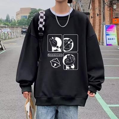 Printed Autumn Winter Sweater Men's Spring and Autumn 2024 Korean New Round Neck Loose Top Chic Hong Kong Style Trendy