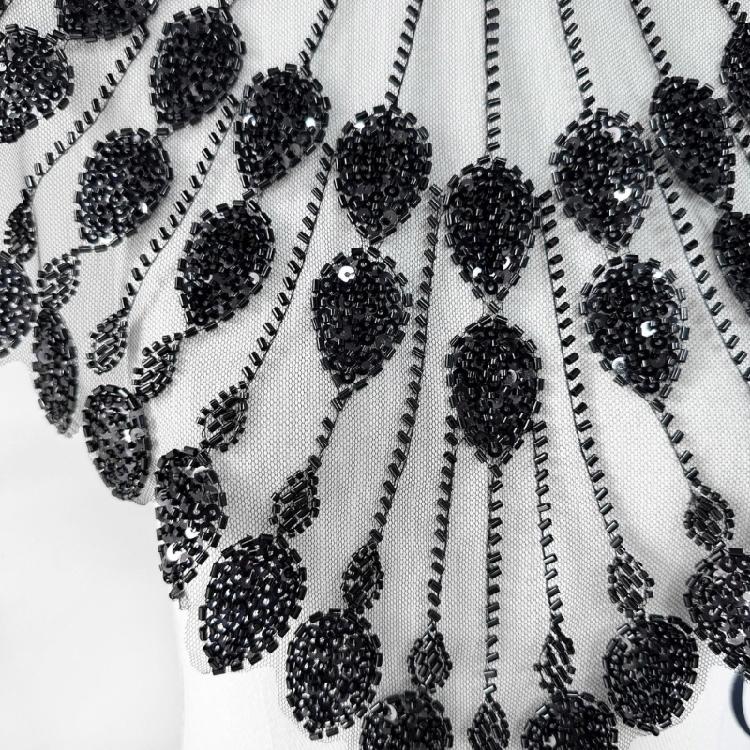 Embroidery Applique Sequins Beads Sew On Collar Patches Wedding Dress Applique For Wedding Dress Evening Gown Decoration