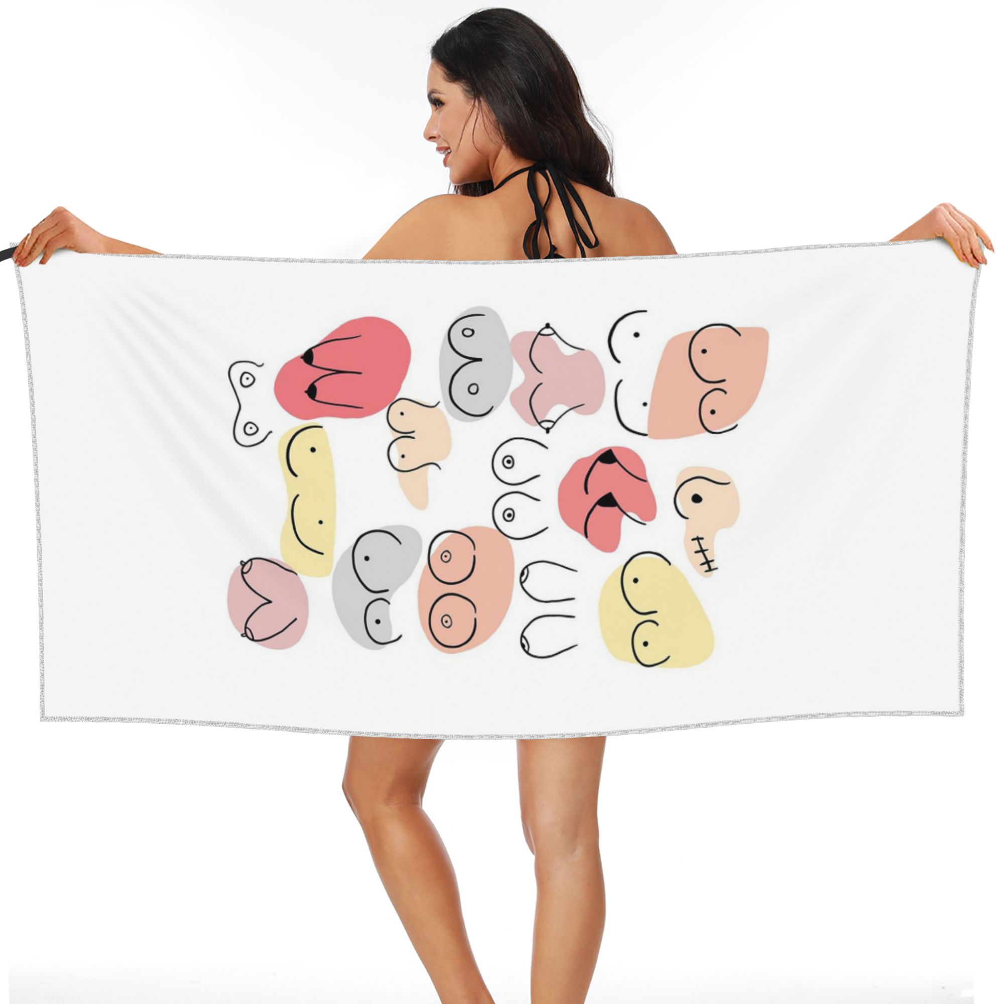 Boobs Beach Towel Soft Microfiber Quick Dry Absorbent Quick Towels For Bath W40*H60(CM)