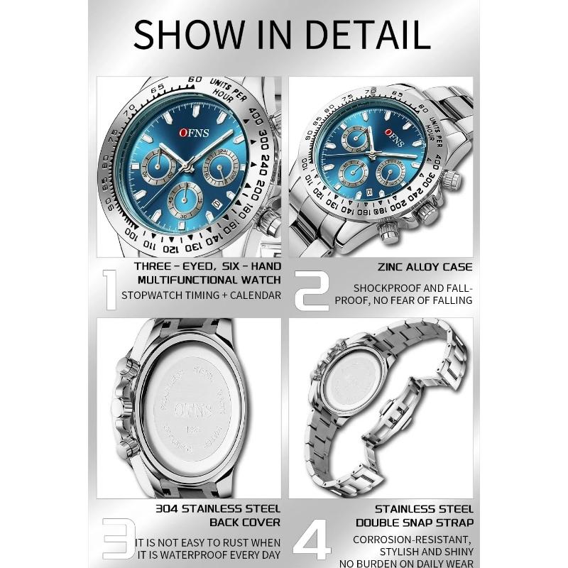 Luxury Man Watch Quartz Waterproof Luminous Date Chronograph Stainless Steel Men Wristwatch Military Sports Men's Watches