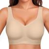 Reggiseno da donna taglie forti senza ferretto, senza cuciture, di supporto, comodo, tinta unita, in gelatina