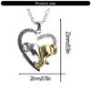 Lucky Double Elephant Necklace I Love You Forever Heart Pendant Valentines Gift