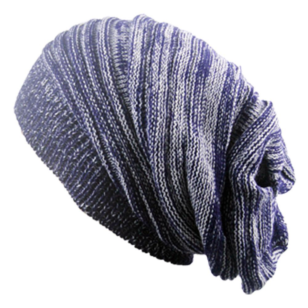 Pleated Knitted Cap Two-Colored Mottled Warm Woolen Beanie Hat Skullcap