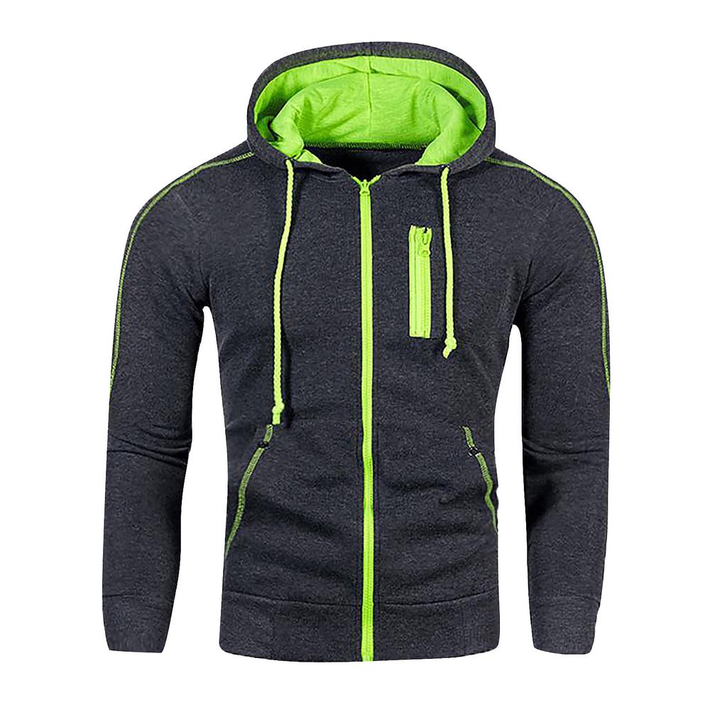 Men's Casual Camouflage Sports Sweatshirt Long Sleeve Zipper Hooded Jacket Coat