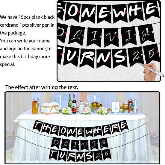 Friends Birthday Decorations, Friend TV Show Birthday Party Decorations, The One Where Turns Banner Hanging Swirl Balloon Cake Cupcake Topper for TV