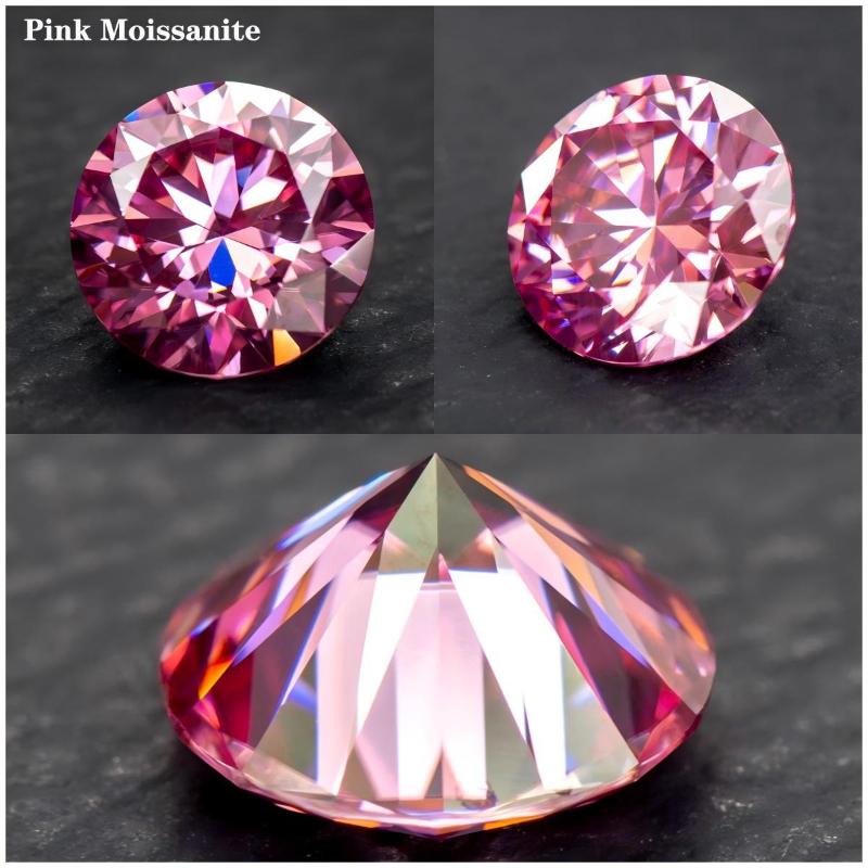 Růžový kulatý moissanitový diamant pěstovaný v laboratoři pro výrobu šperků DIY Materiály s tovární cenou