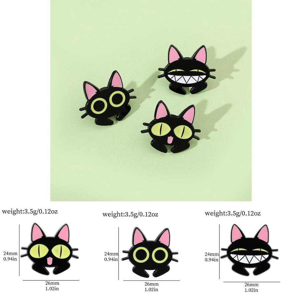 Cartoon Cat Brooch Pin Funny Black Cat Metal Badge Alloy Oil Drop Bag Accessory