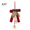 Winter Indoor Door Handle Ornaments Christmas Bow Bell Hanging Ornament, Velvet Festive Wreath Decor for Pendant with Bells Home Party, Holiday Window