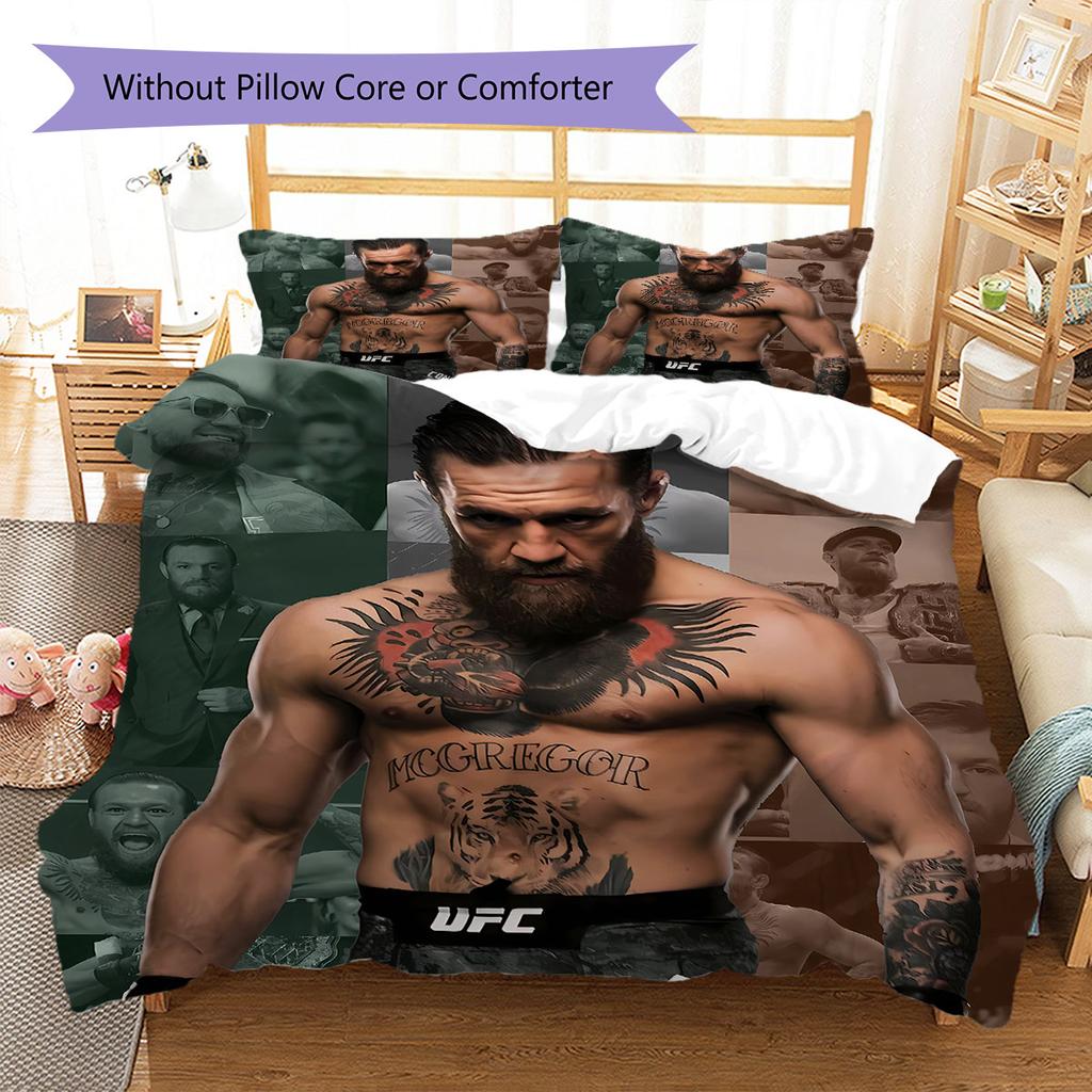 connor mcgregor Pattern Bedding Quilt Set Quilt Cover Pillowcase Home Decoration Birthday Gift (1 * duvet cover + 2 * pillowcase, without core)
