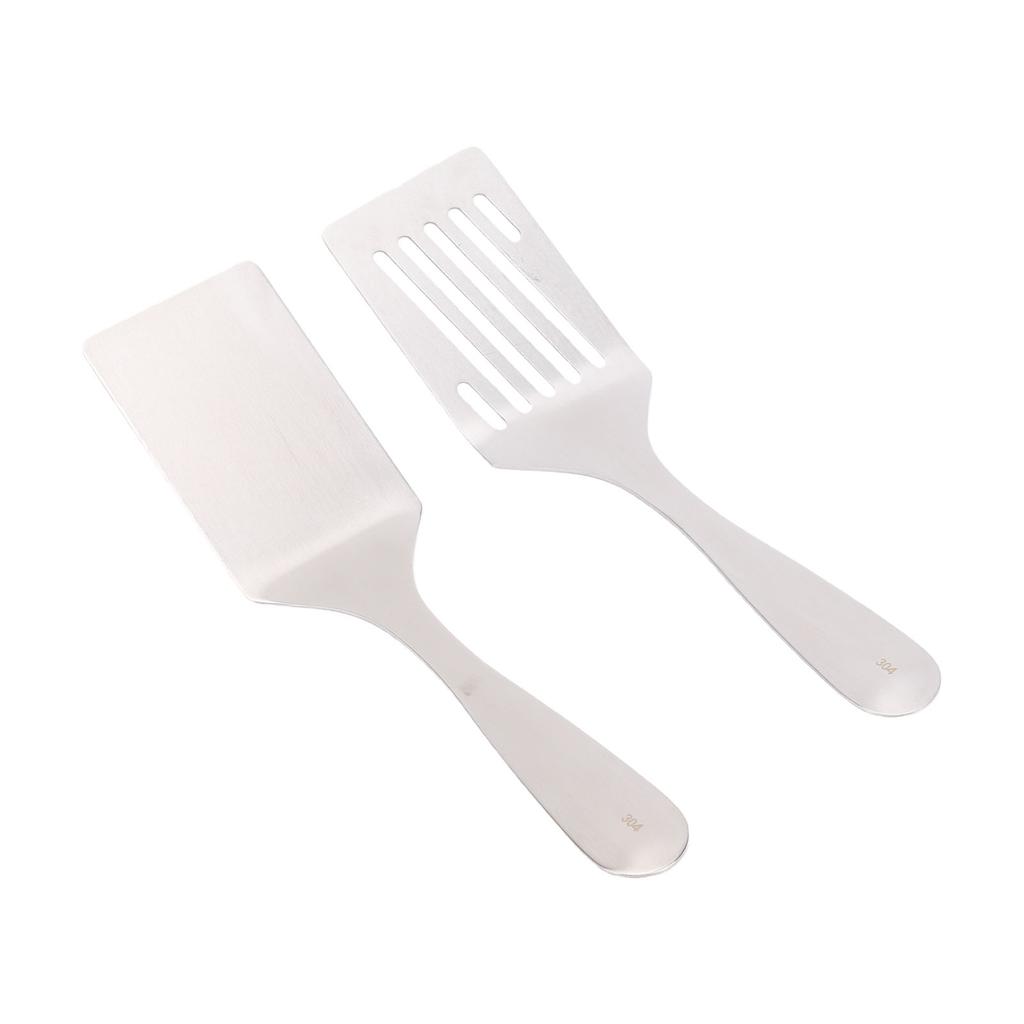 2 Pack Stainless Steel Spatulas Set Barbecue Slotted Turner Cooking Utensils for Kitchen Camping Grilling Frying