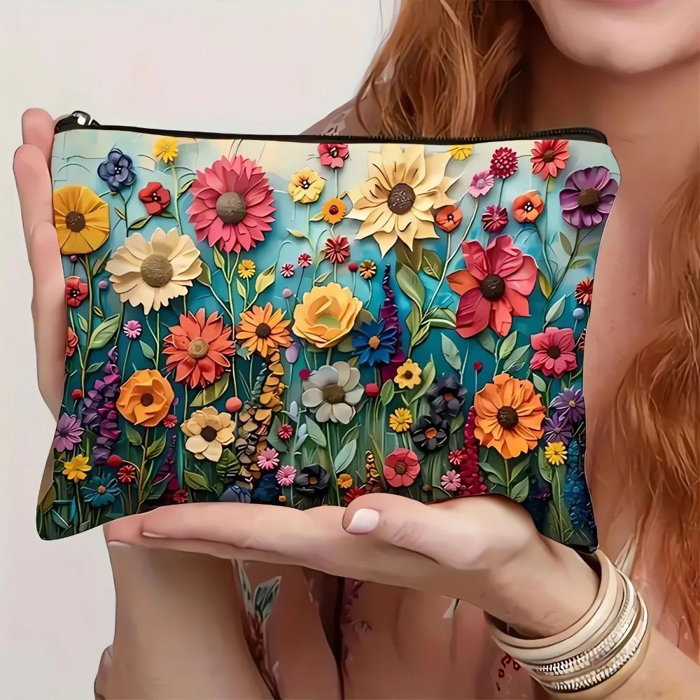

High Quality Portable Women Makeup Pouch Floral Large Capacity Handbag Double-sided Printed Toiletries Bag