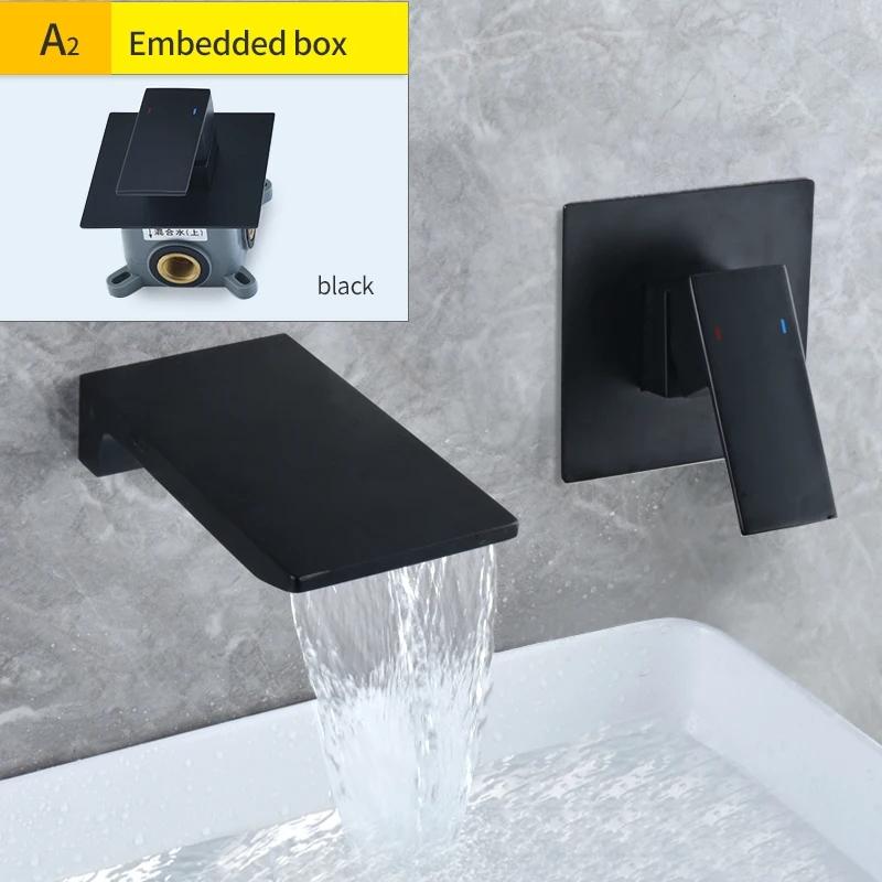 Brass Black Waterfall Basin Tap Chrome Waterfall Bathtub Sink Faucet Single Handle Bathroom Cold And Hot Mixer Tap Faucet