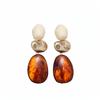European and American Contrasting Colors Resin Oval Geometric Silver Needle Earrings Retro Maillard Stud Earrings Premium Niche Earrings