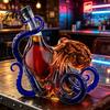 Octopus Wine Bottle 3D Whiskey Decanter, Nautical Art Collectible Bottle, 350ml Glass Unique Design Decorative Liquor Home Bar Decanter for