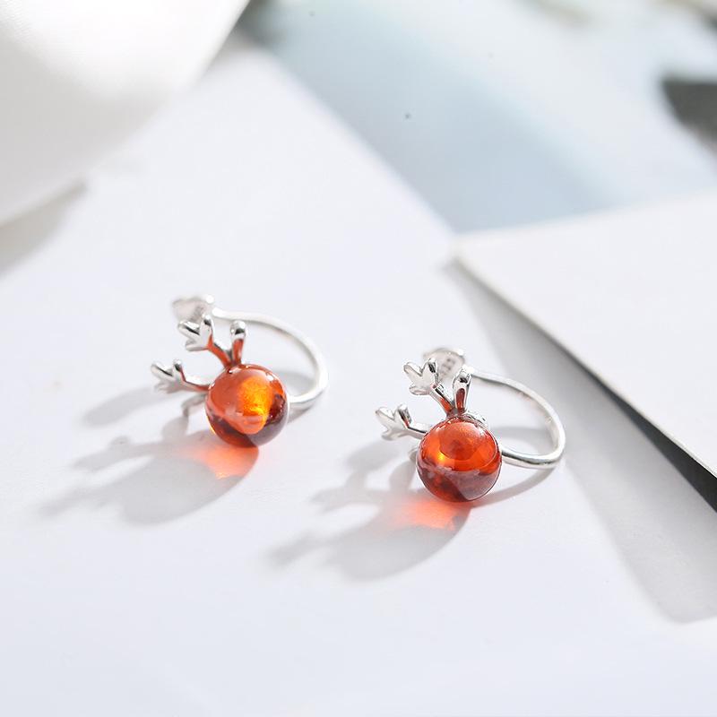 Yi Xuan U-Shaped Zircon Antler Ear Cuff with Pearls - Christmas Reindeer Earrings