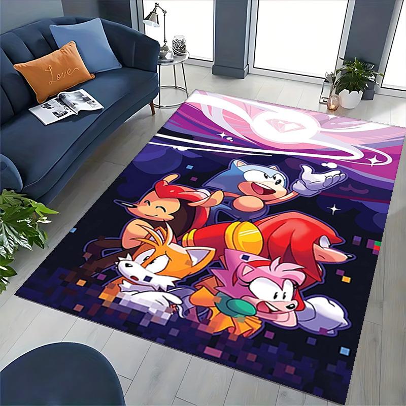 1pc Sonic the Hedgehog & Friends Chair Mat - Anime Cartoon Design, Non-Slip Carpet for Office and Home Decor, Suitable for All Seasons.O085