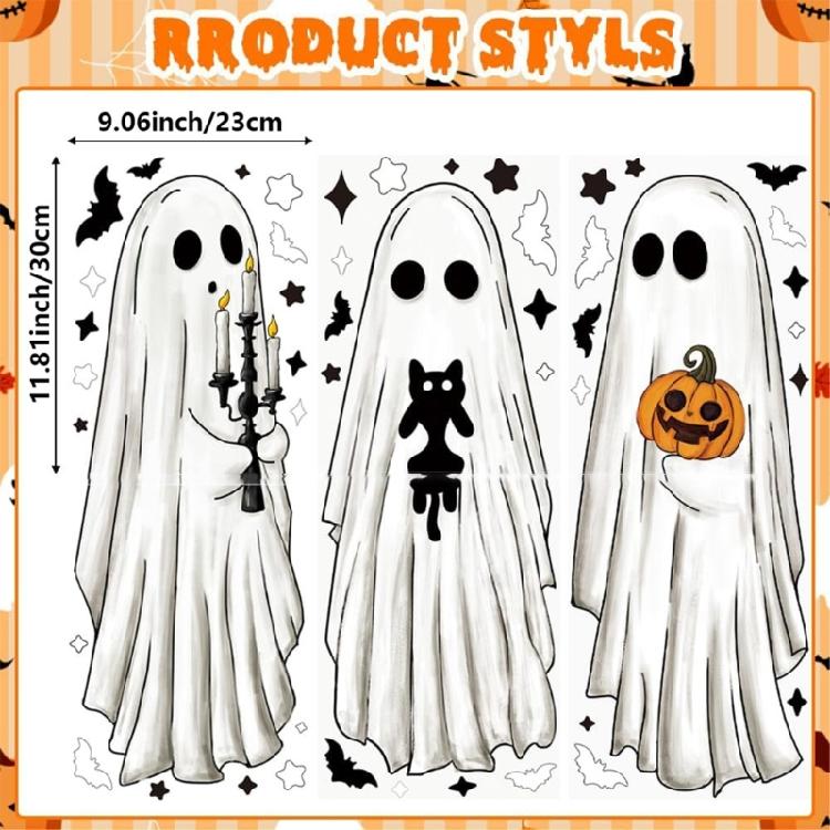 Static Window Decorations Halloween Ghostly bats Pattern Clings Plastic Reusable Glass Door Decal No Residues Design