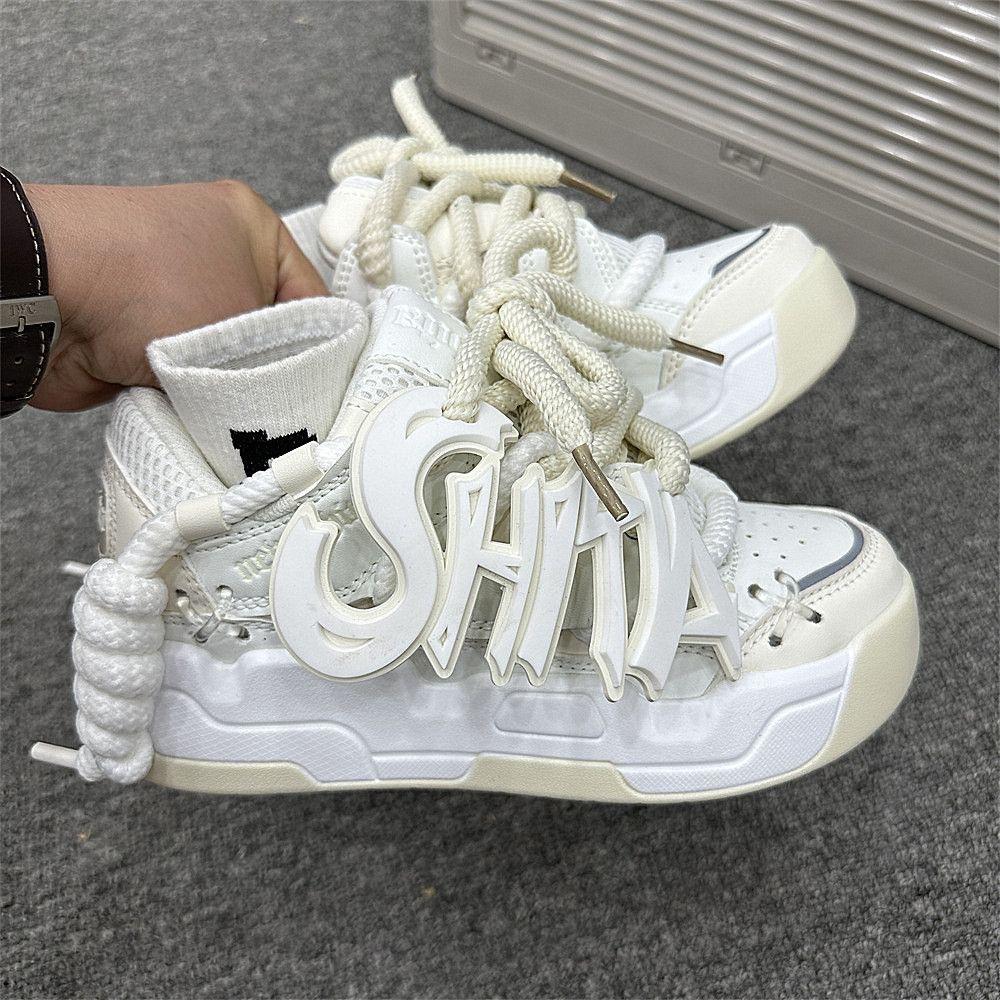 New Student Casual Niche Bread Shoes Women's Korean Version Ins Trendy and Versatile Couple Thick-soled Low-top Board Shoes Men