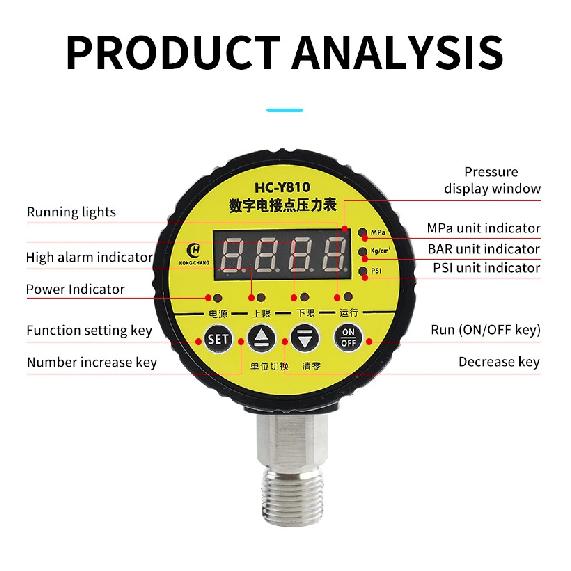 Digital Pressure Switch  Vacuum Digital Electric Contact Water Pump Pipeline Fire Negative Differential Pressure Gauge
