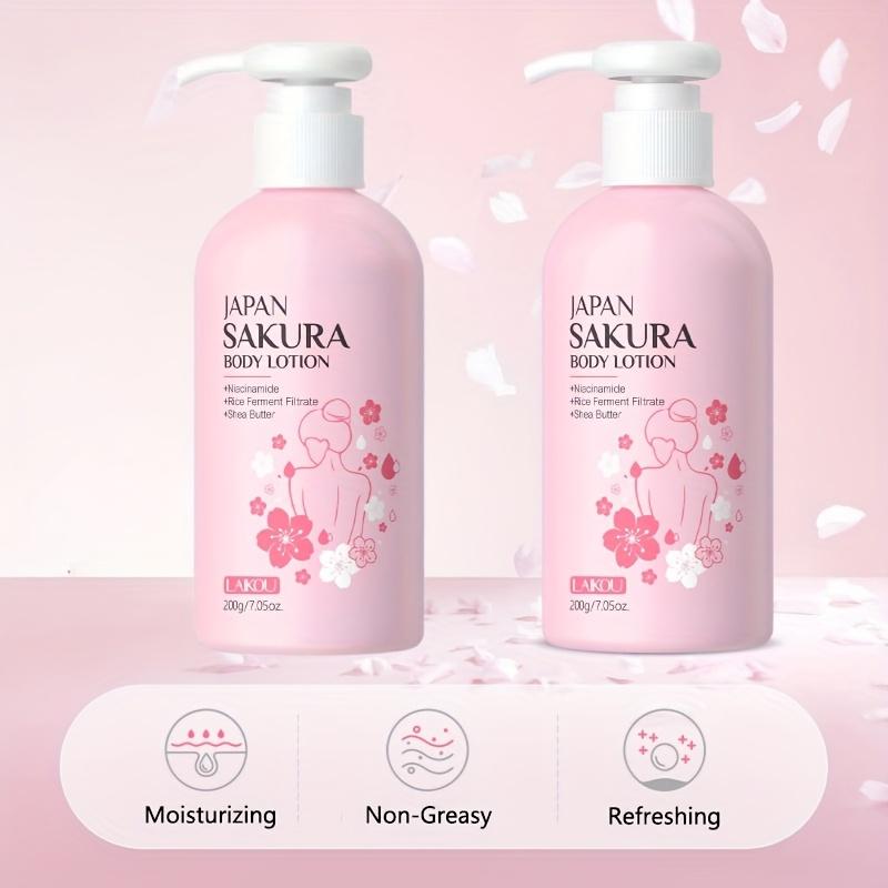 Loción Corporal Radiante Sakura - Hidratante y Crema con Vitamina C y Manteca de Karité, Hidratación Refrescante No Grasosa para Piel Seca y Agrietada, Loción para el Cuidado de la Piel
