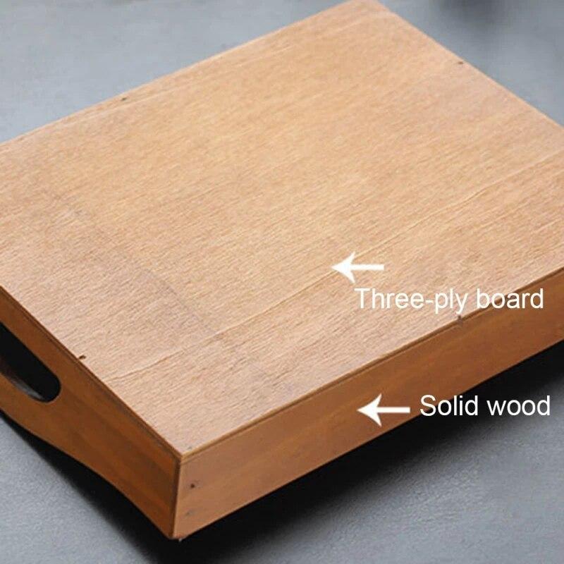 Vintage Wooden Tray Food Fruit Plate Vintage Color Dining Room Kitchen Handle Decoration Solid Wood Tray