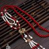 Bright Red Long Tassel Hanfu Necklace - Ethnic Style Yinglu Accessories for Women