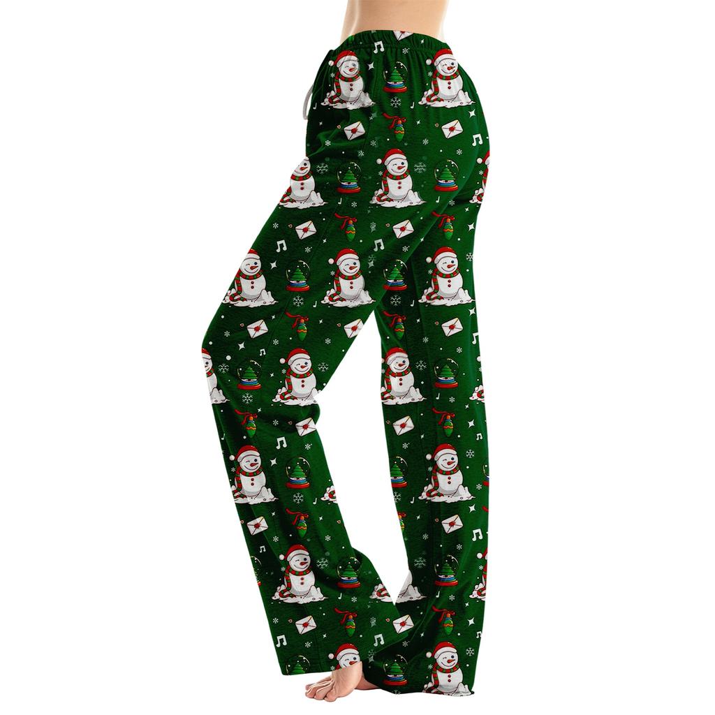 Women's Loose Fit Christmas Print Pajama Pants for Sleep and Casual Home Wear