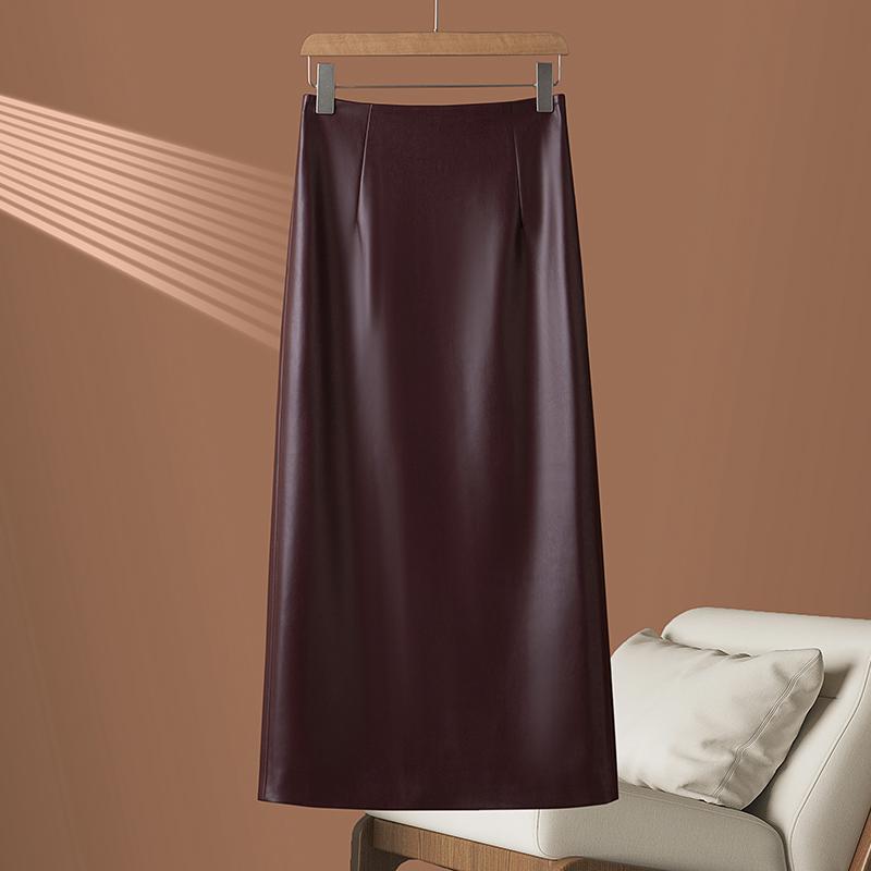 2026 Autumn/Winter Women's High Waist Genuine Lambskin Leather Skirt - Slimming, Hip-Hugging, and Sexy.