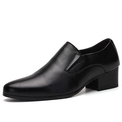 6-8 cm Hoogte Toenemende Heren Zakelijke Dress Schoenen Slip On Puntige Neus Koeienhuid Leer Klassieke Heren Formele Oxfords Zwart