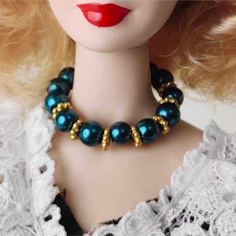 

Latest 1/6 Supermodel Doll Green Pearl Series Jewelry Necklace Earrings Party Wear Girls Dress Up For 30Cm Bjd Fr Doll Accessories For 30cm Doll