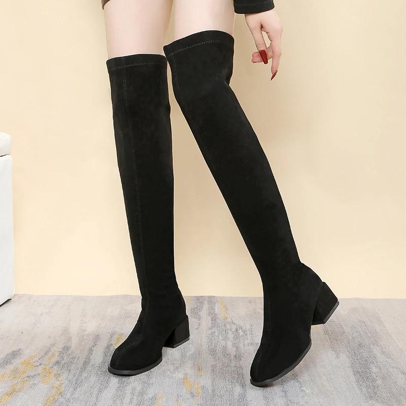 Classics High Quality Ladies Shoes Slip-on Women's Boots Fashion Pointed Toe Modern Boots Hot Sale Plus Size Knee-High Boots