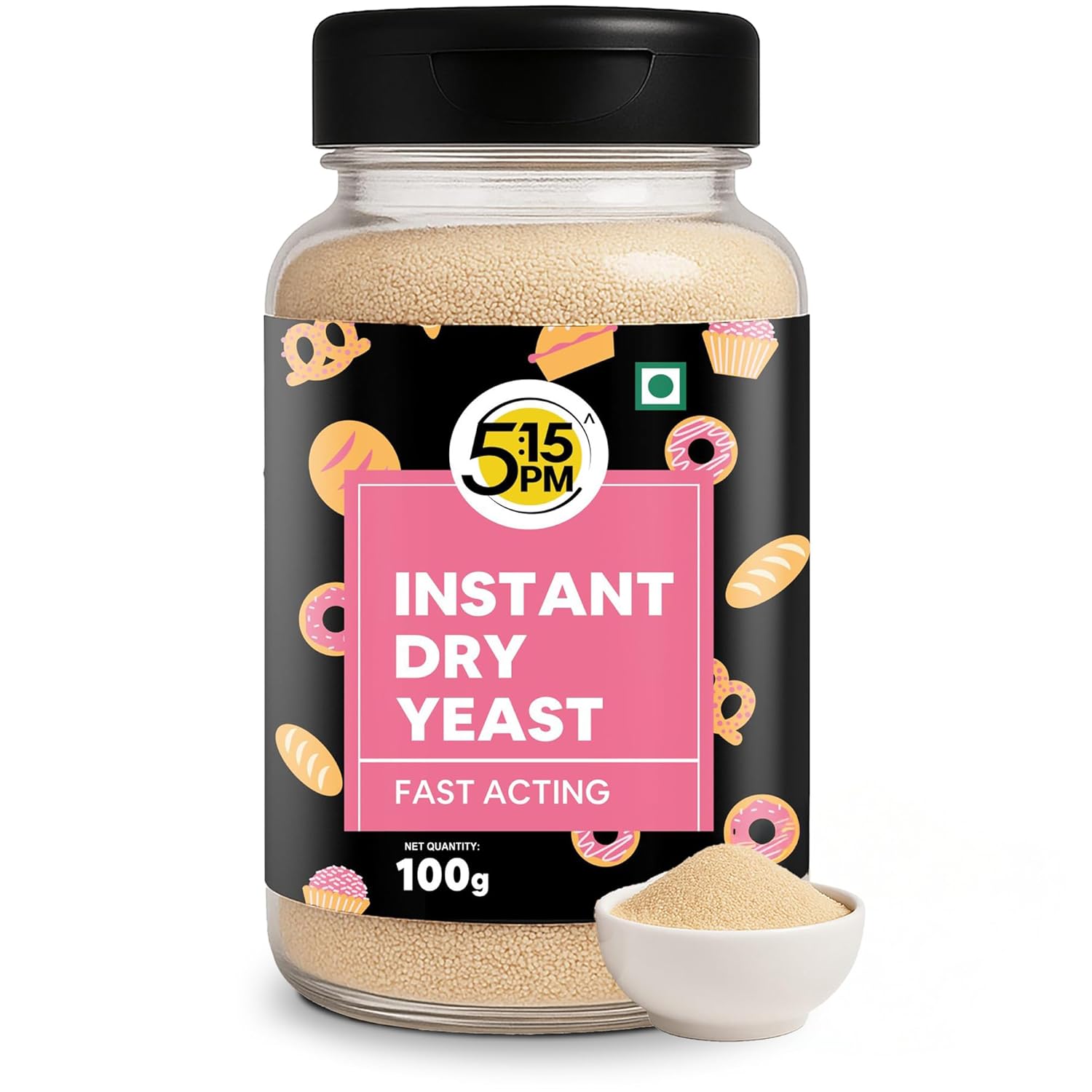 

5:15PM Instant Active Dry Yeast Powder 100g Pack of 1 for Bread Pizza Dough Cakes Baking