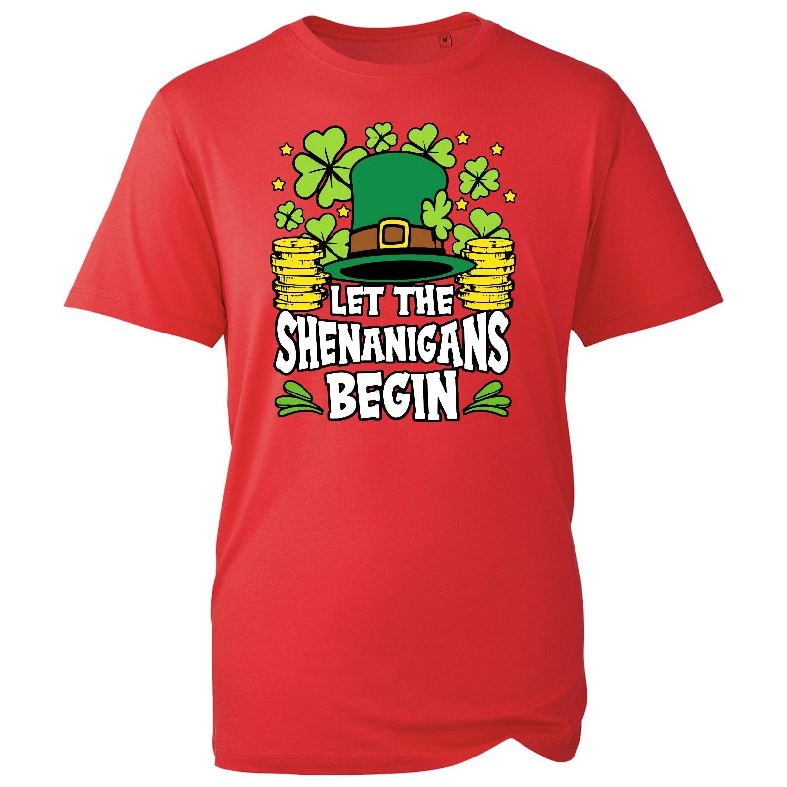 Let The Shenanigans Begin T-Shirt Funny St. Patrick’s Day Irish Tee Unisex Gift L