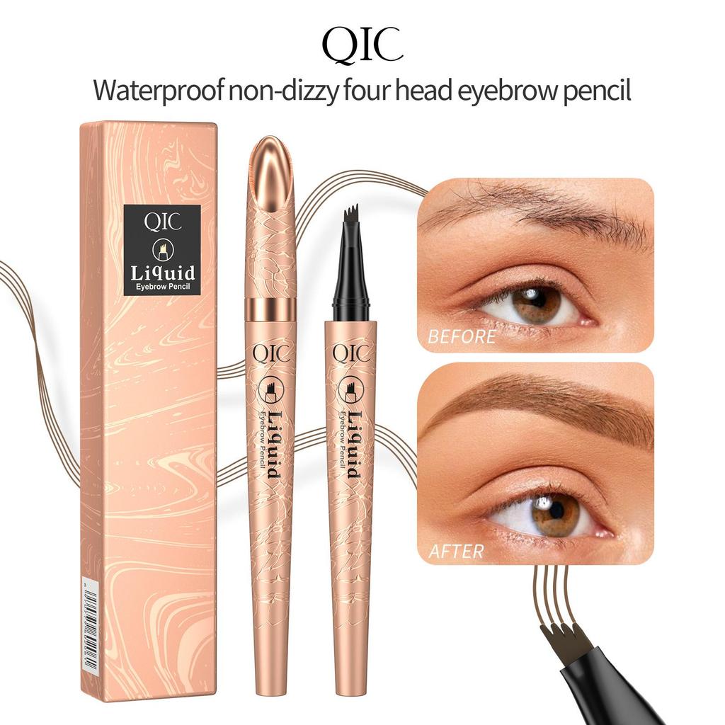 QIC Eksplosiv makeup flydende øjenbrynspen, ekstremt fin vandtæt, svedresistent og smitter ikke af fire-takket vand øjenbrynspen