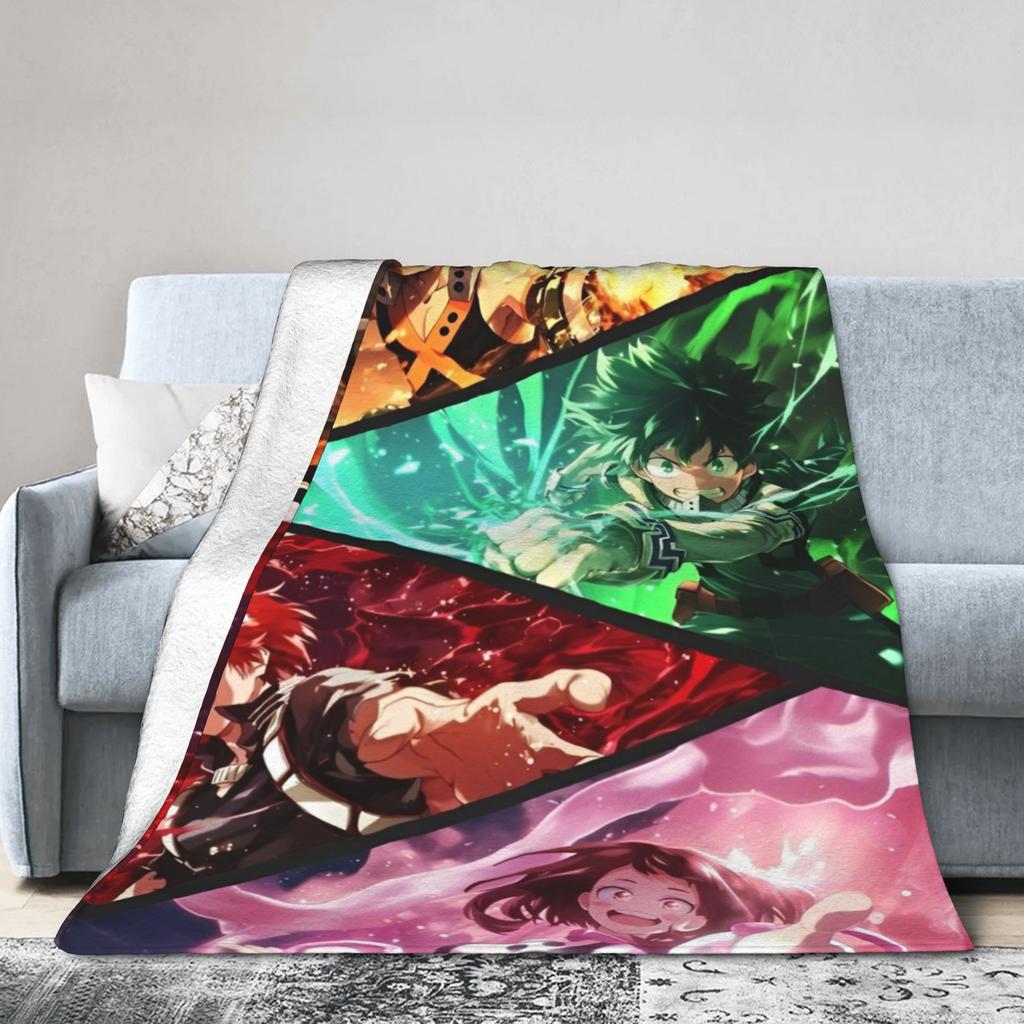 Izuku Midoriya Coral Fleece Plush Throw Blanket Academy Anime Manga Blanket for Home Bedroom Warm Bed Rug