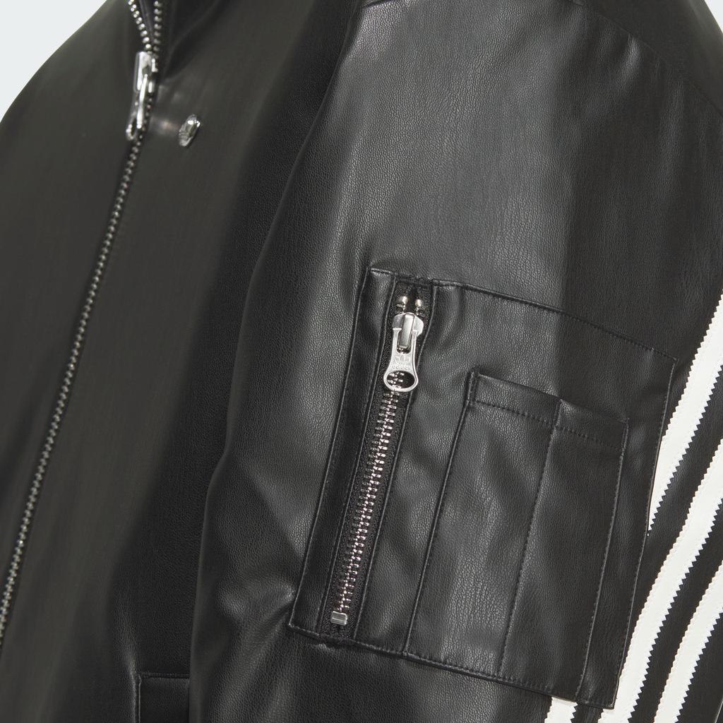 Adidas Originals FW24 PU Jacket Series Fashion Logo Jachetă sport din piele artificială Jachete pentru bărbați Negru JL7556