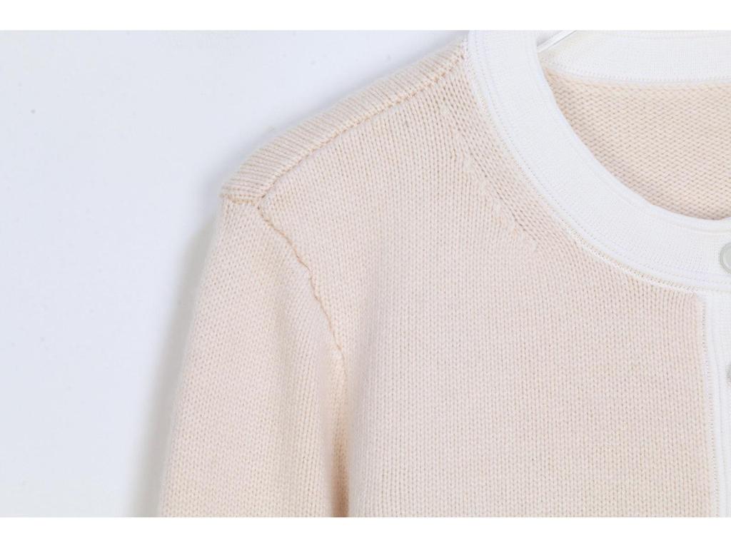 S Family French Chic Long Sleeve Knit Top: Minimalist Spring/Autumn Round Neck Shirt