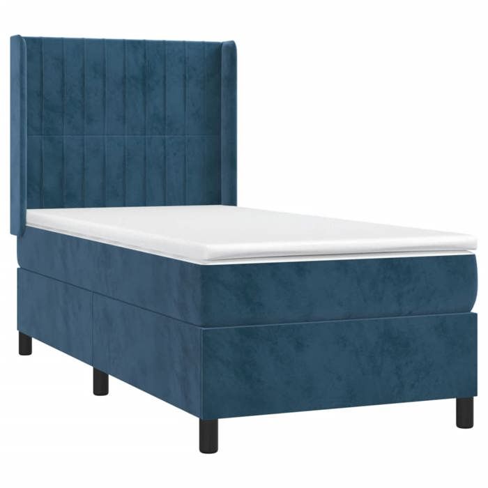 3132787 vidaXL Lit à sommier tapissier avec matelas Bleu foncé 100x200 cm