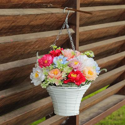 Yapay Asılı Çiçekler Sepet Zincir Saksı Dekor Çiçek Düzenlemesi İç Mekan Yaz İçin