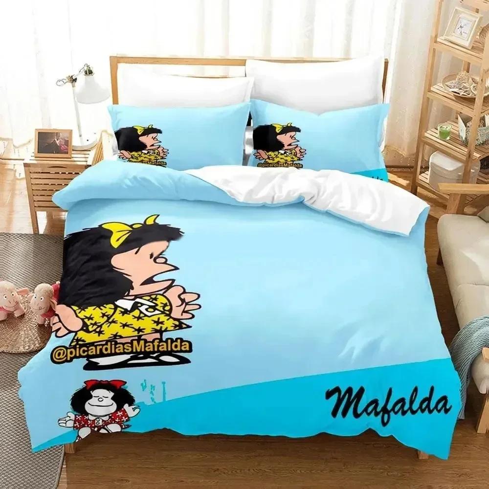 Cartoon Duvet Cover 3D Print Mafalda Bedding Set Bed Set Quilt Cover Pillowcase Comforter King Queen Size Boys Adult Bedding Set