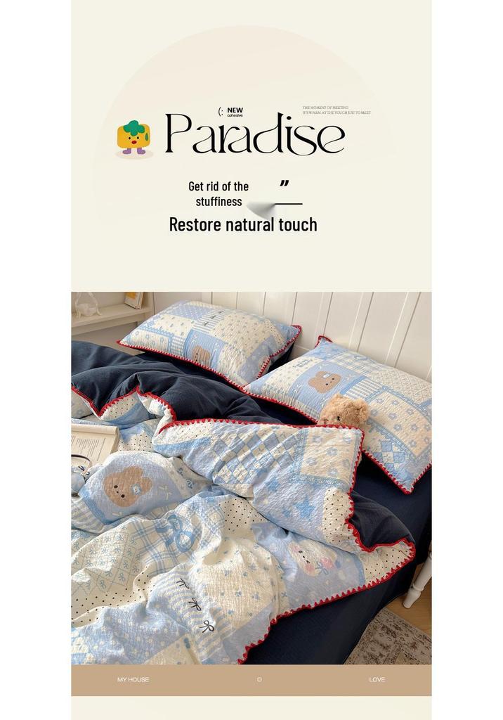 2026 New Cartoon Style Puffy Cotton Embroidery Bedding Set